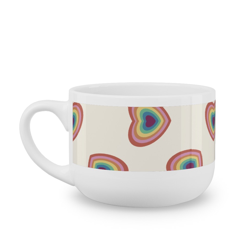 Pride Hearts - Rainbow 90s Hearts - Muted Latte Mug, White,  , 25oz, Multicolor