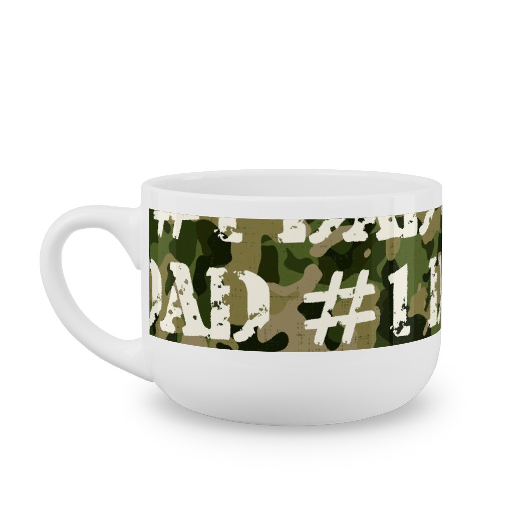 Number One Dad - Green Camo Latte Mug, White,  , 25oz, Green