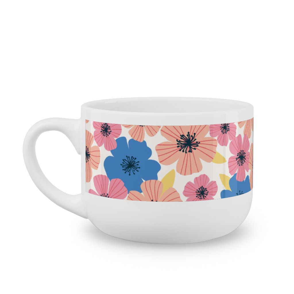 Flowerburst - Summer Mix Latte Mug, White, , 25oz, Pink, Bright Pink