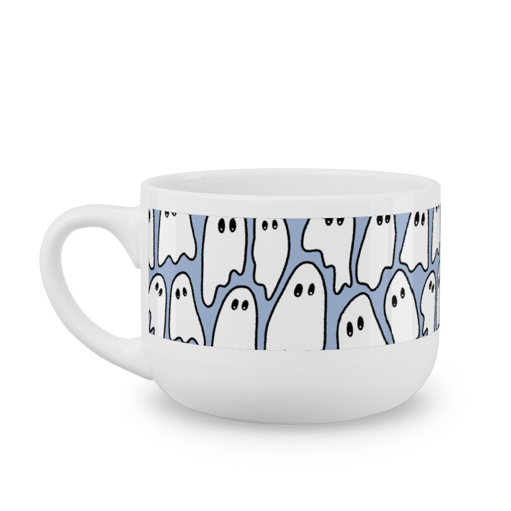 Ghosted Latte Mug, White,  , 25oz, Blue