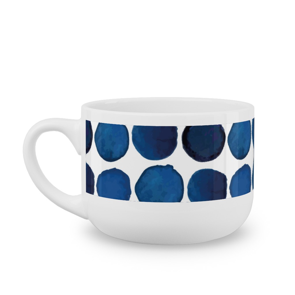 Watercolor Dots - Dark Latte Mug, White,  , 25oz, Blue