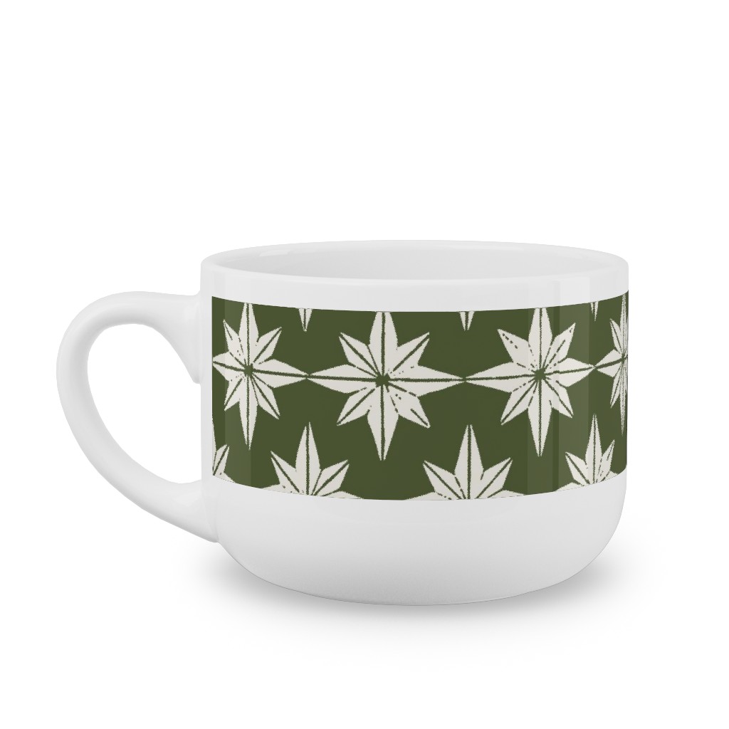 Christmas Star Tiles Latte Mug, White,  , 25oz, Green