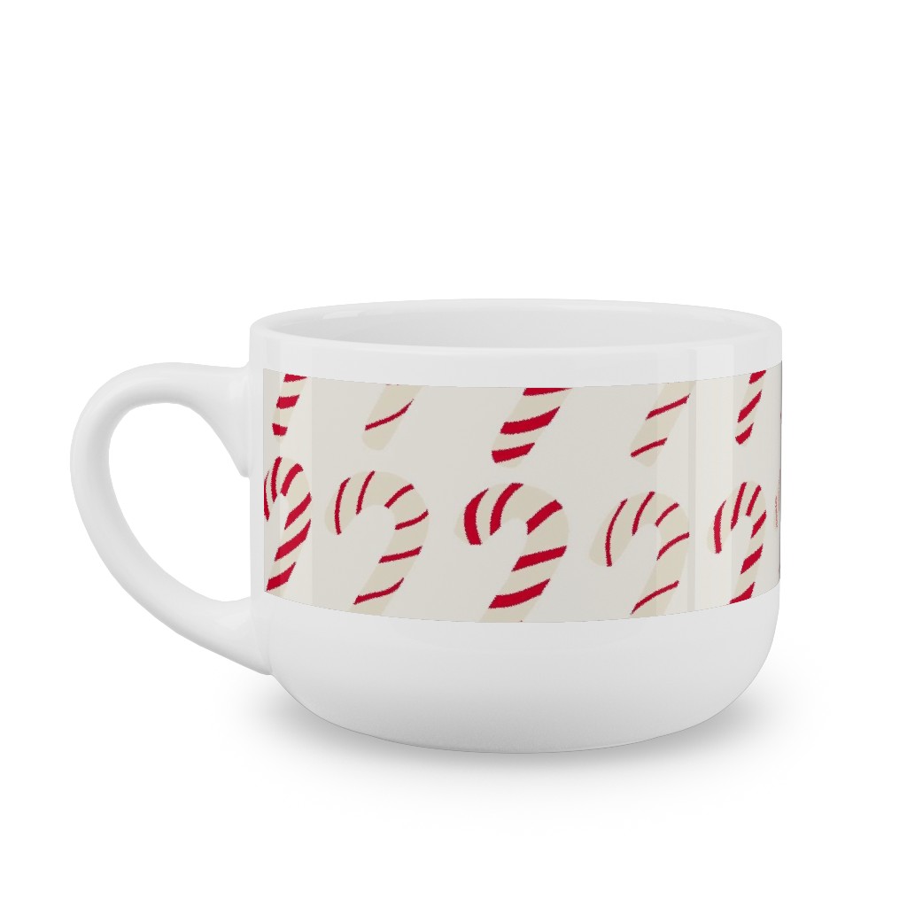 Dancing Candy Canes Latte Mug, White, , 25oz, Beige, Pearl
