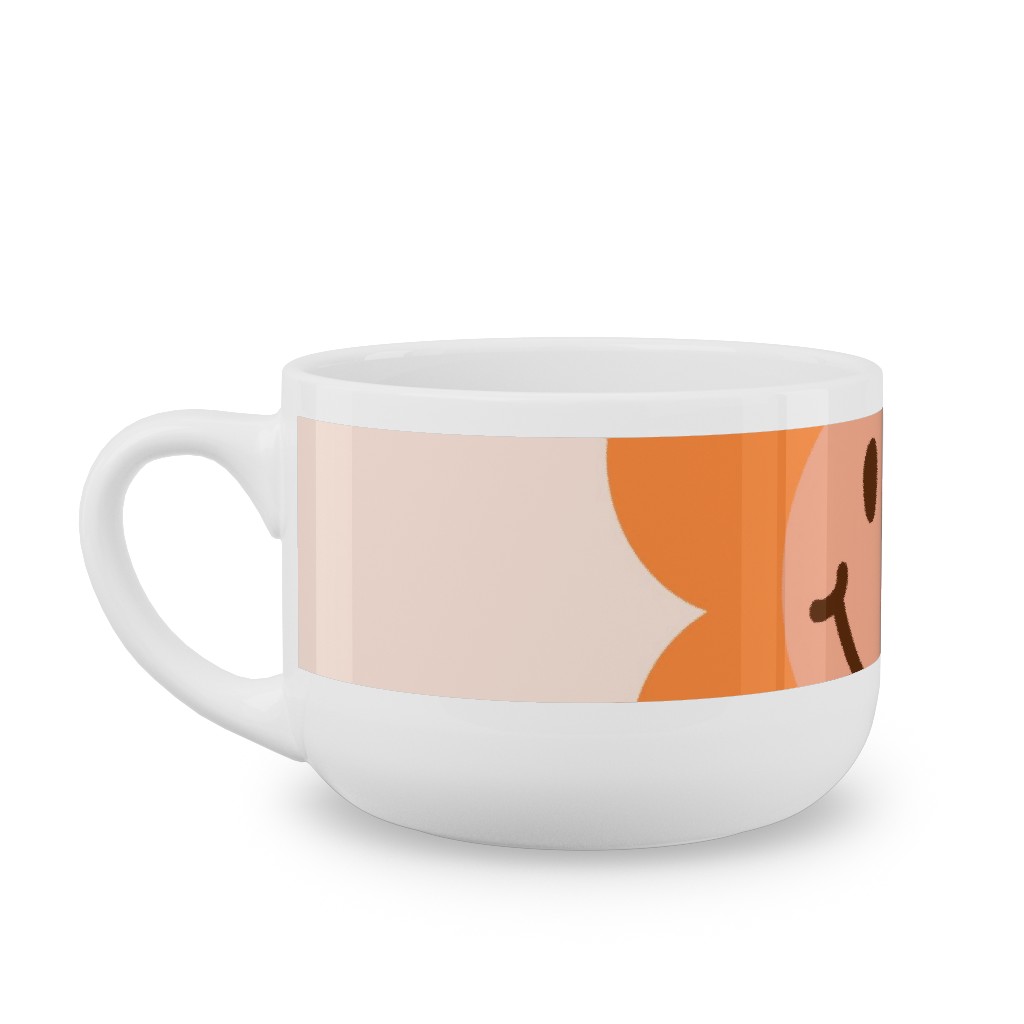 Smiley Floral - Orange Latte Mug, White,  , 25oz, Orange