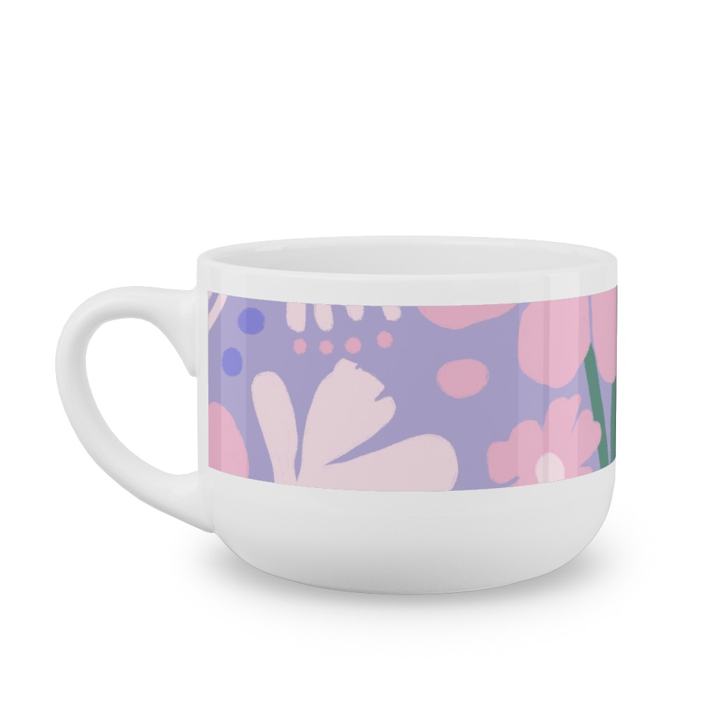 Blooming Garden on Lilac Latte Mug, White,  , 25oz, Purple