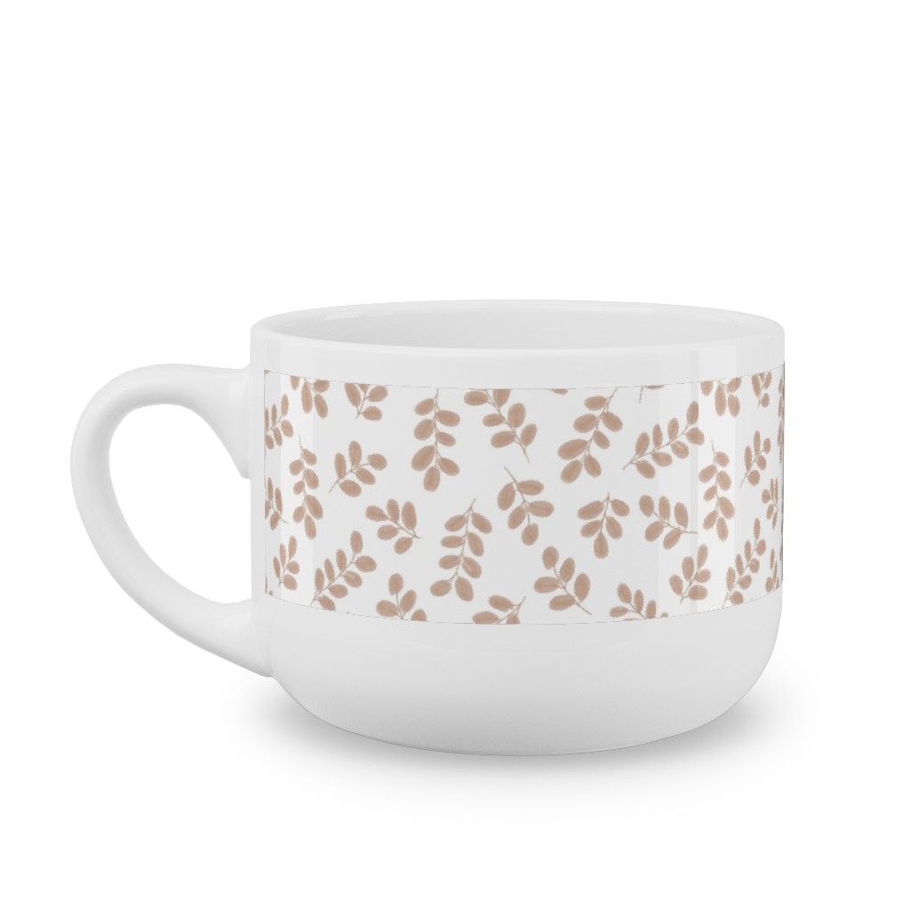 Whimsy Leaves - Dusty Latte Mug, White,  , 25oz, Beige