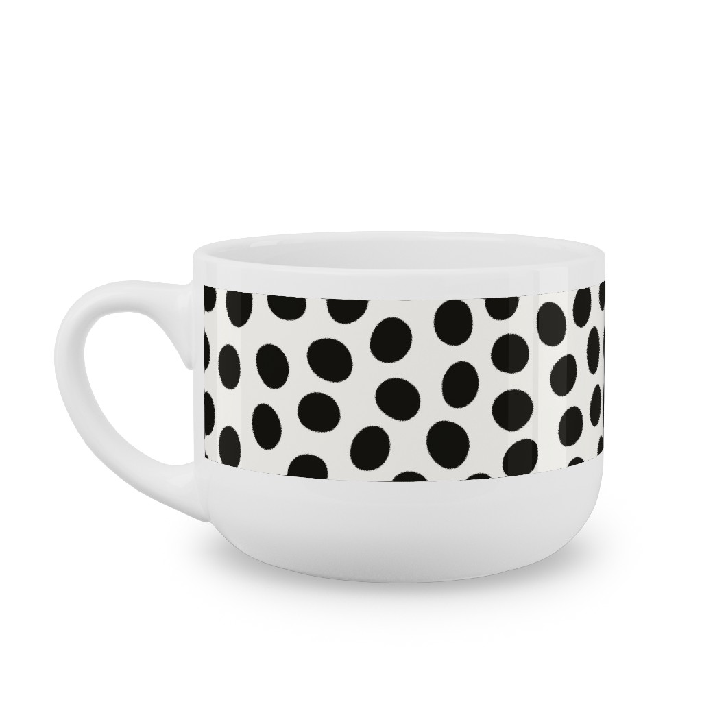 Dots - Black and White Latte Mug, White, , 25oz, White, White