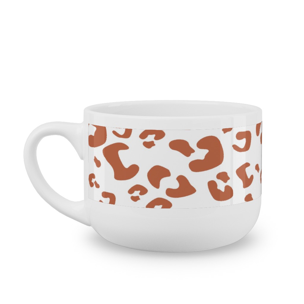 Leopard Print - Terracotta Latte Mug, White,  , 25oz, Brown