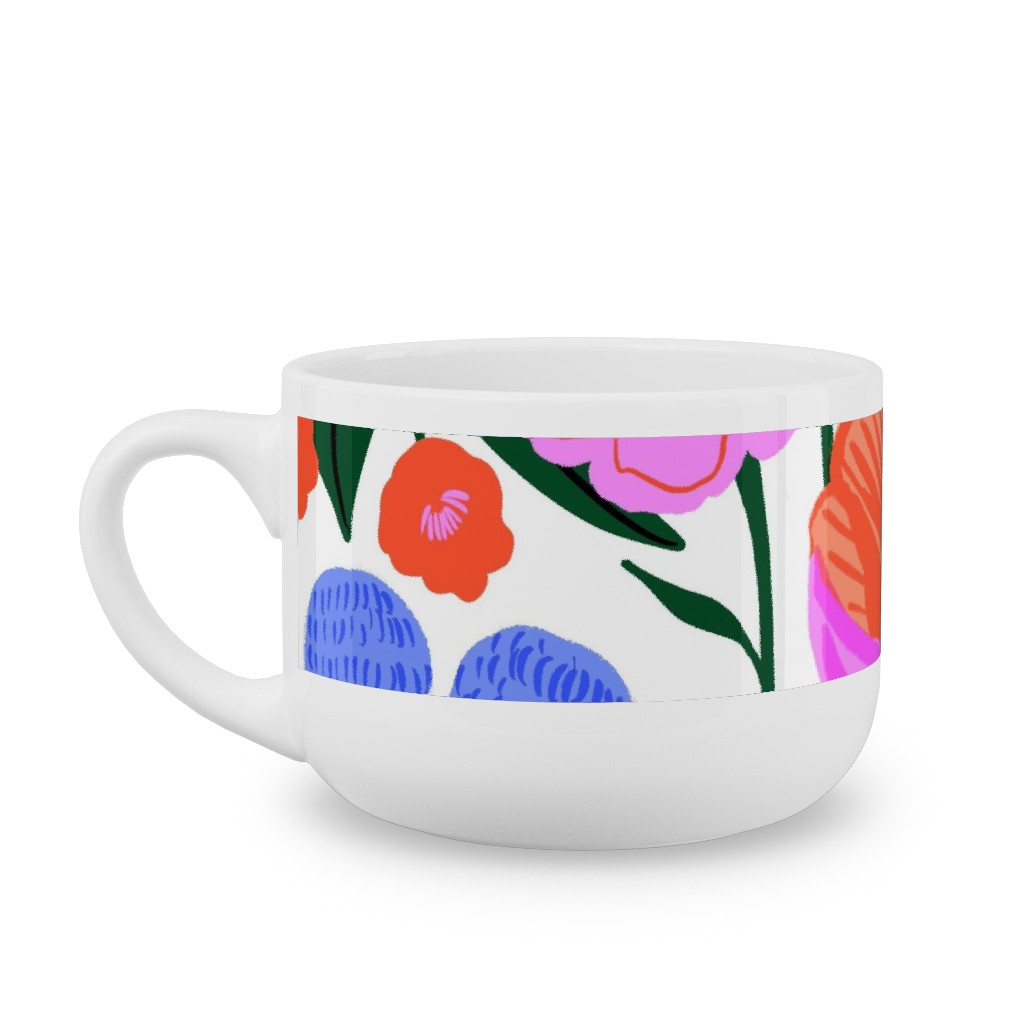 Garden Floral - Brights Latte Mug, White,  , 25oz, Multicolor