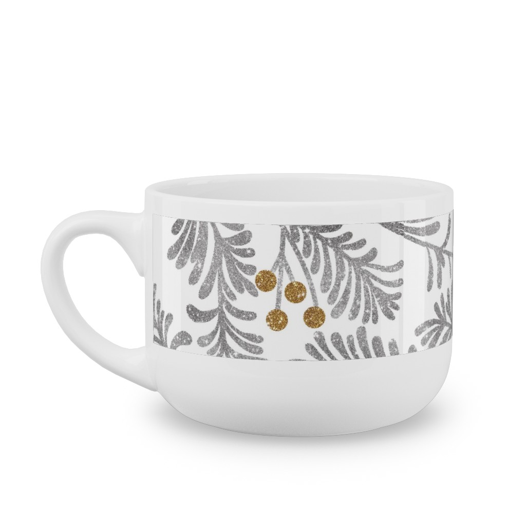 Winter Branches Latte Mug, White,  , 25oz, Gray