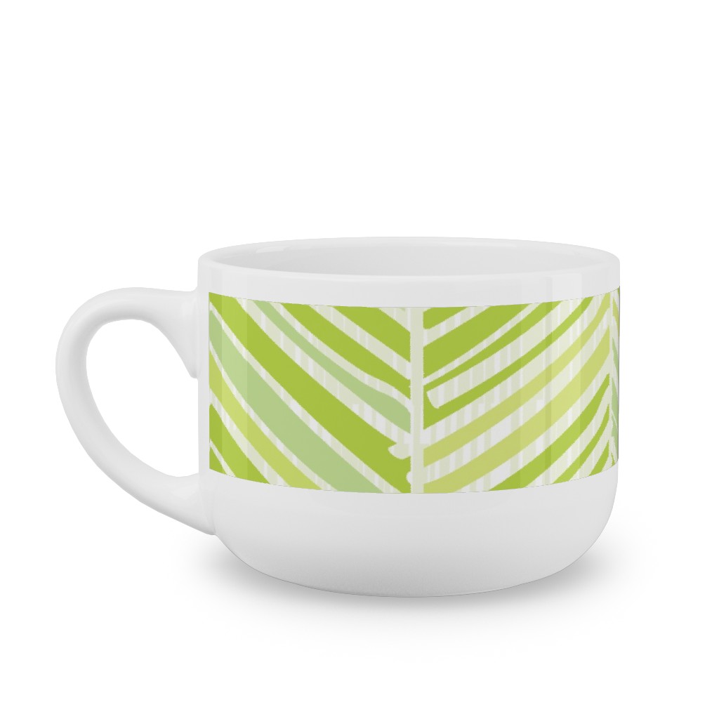 Herringbone Hues of Green Latte Mug, White, , 25oz, Green, Classic Green