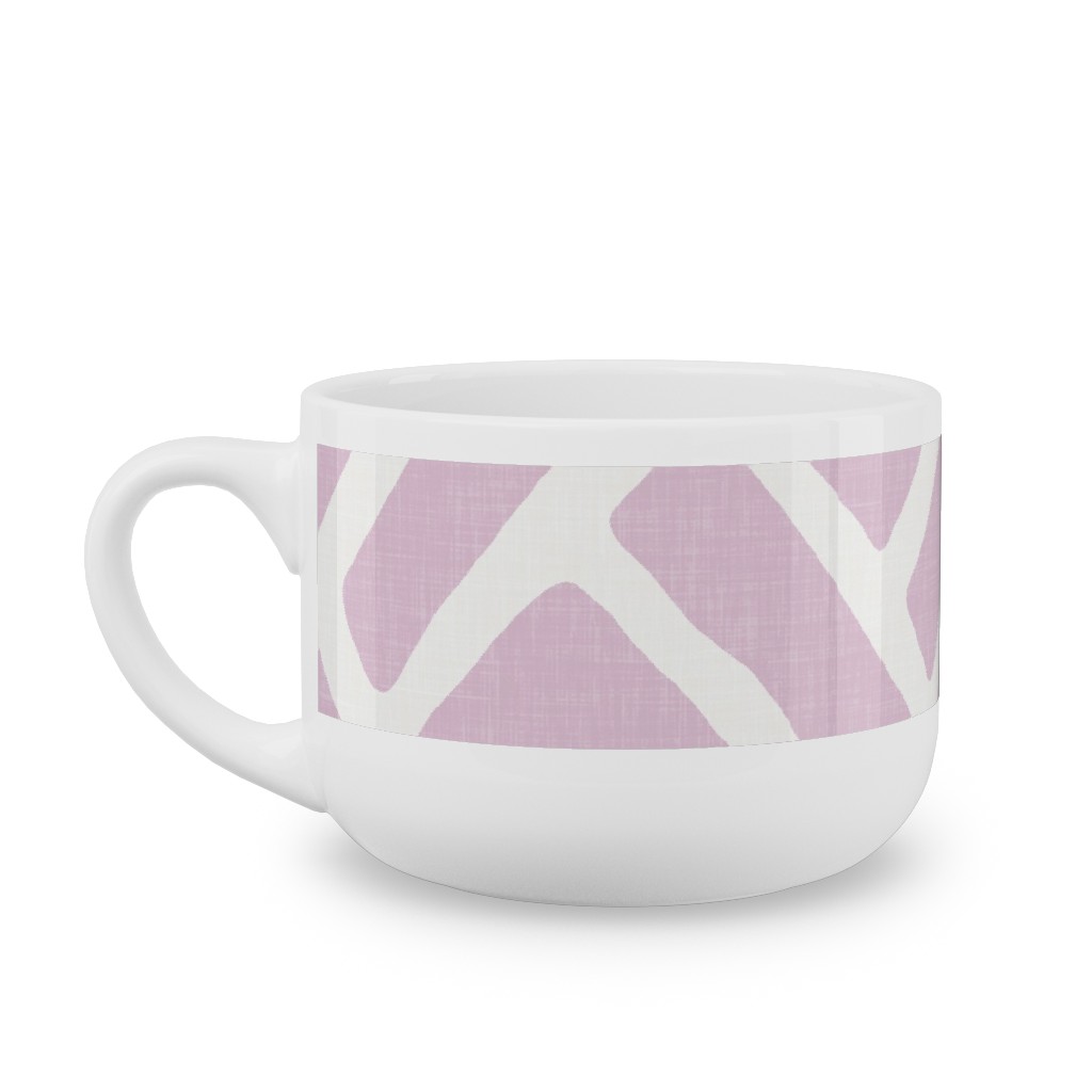 Savannah Trellis Latte Mug, White,  , 25oz, Purple