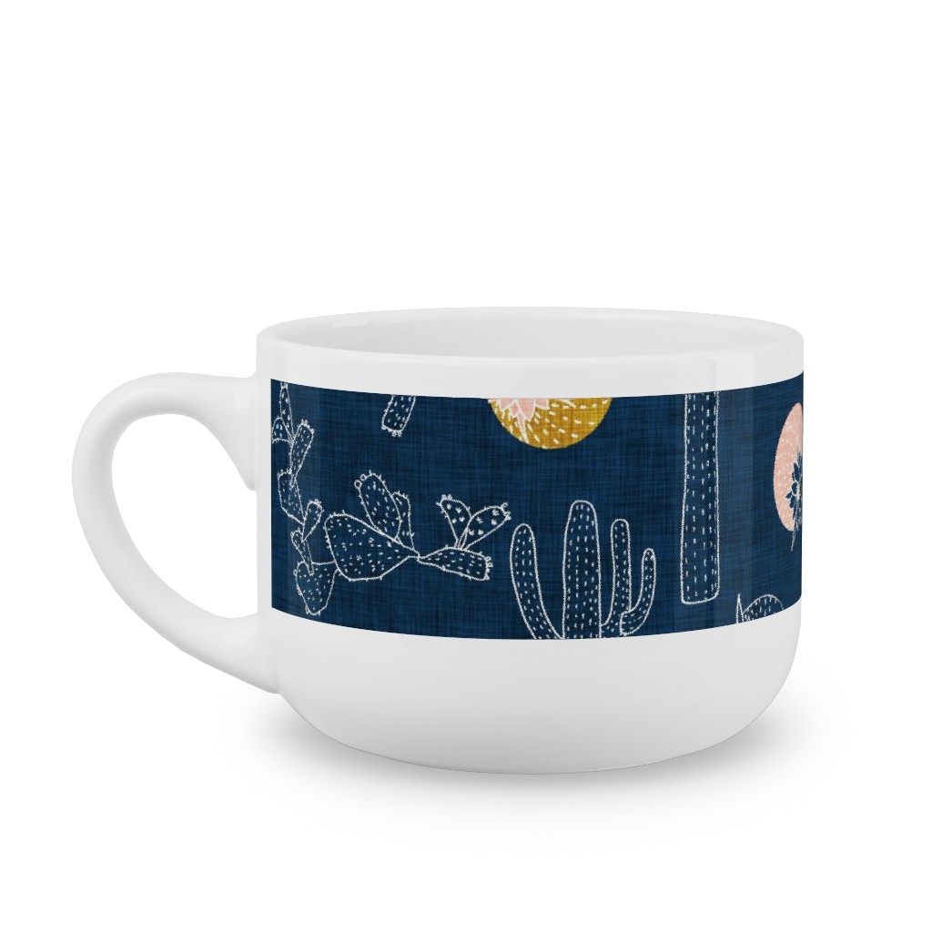 Cactus - Indigo Latte Mug, White,  , 25oz, Blue