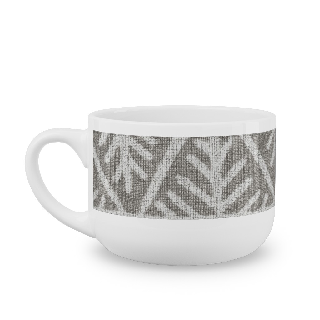 Textured Mudcloth Latte Mug, White,  , 25oz, Gray