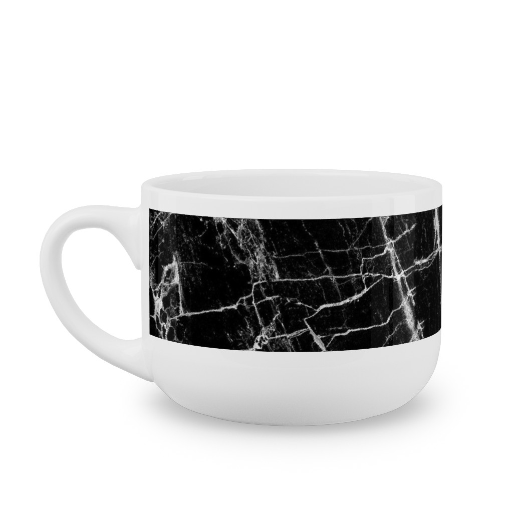 Cracked Black Marble Latte Mug, White,  , 25oz, Black