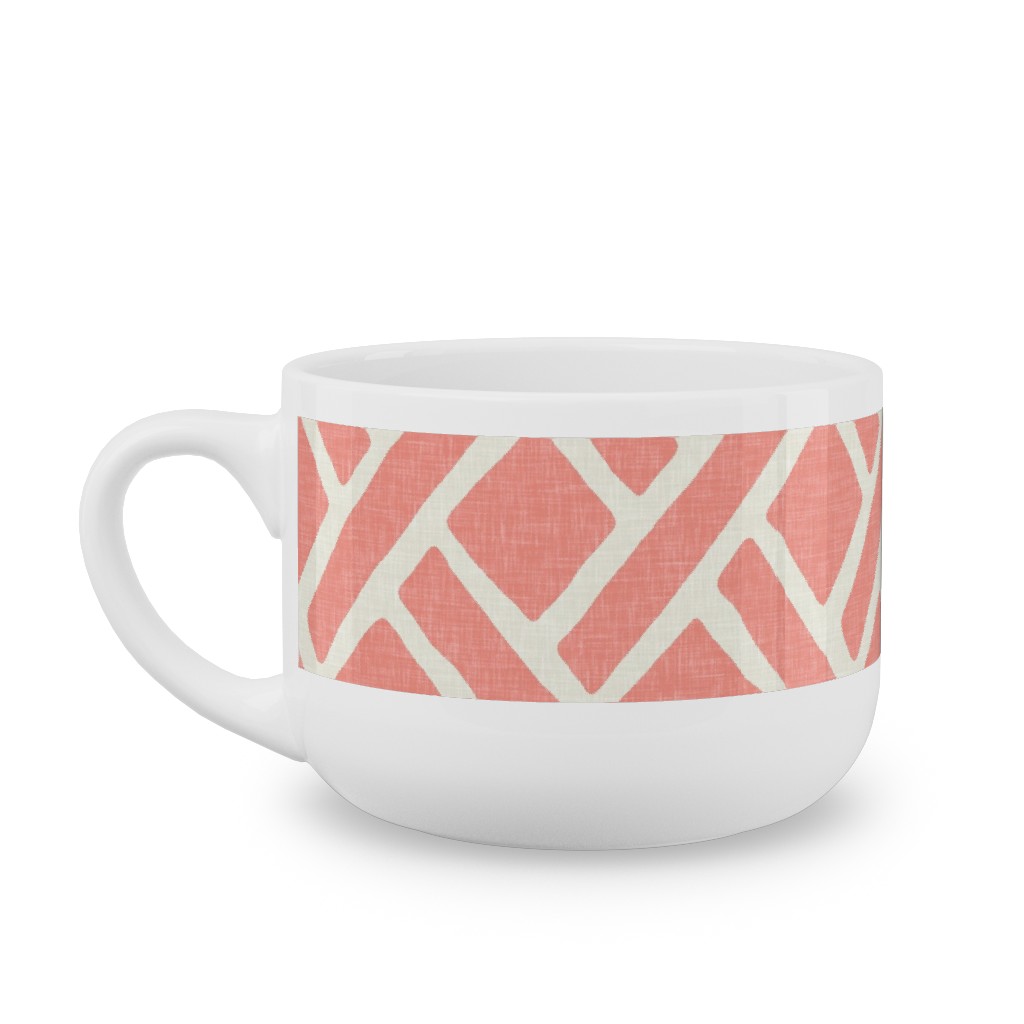 Lattice - Light Coral Latte Mug, White,  , 25oz, Pink