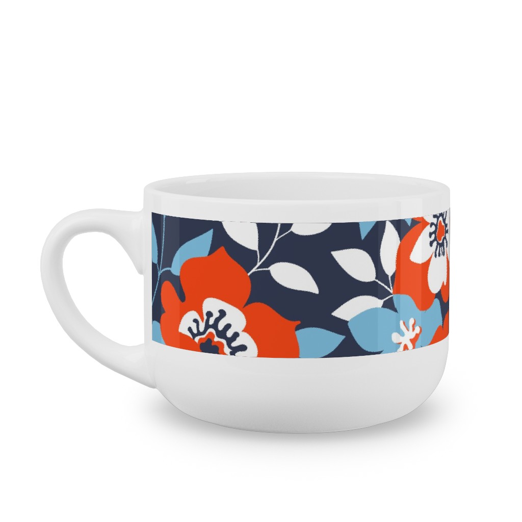 Wild Roses - Multi Latte Mug, White, , 25oz, Blue, True Blue