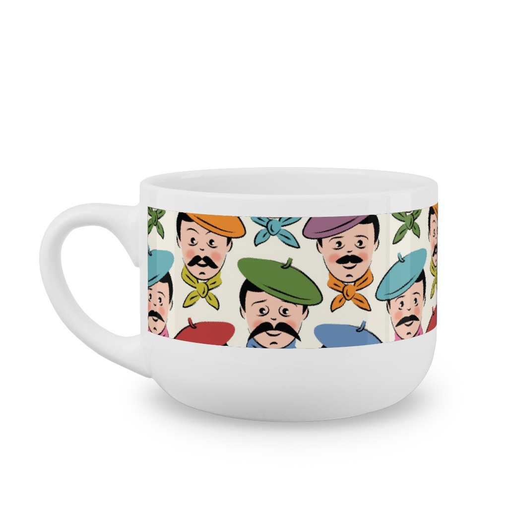 Men With Mustaches and Bandanas - Multi Latte Mug, White, , 25oz, Multicolor