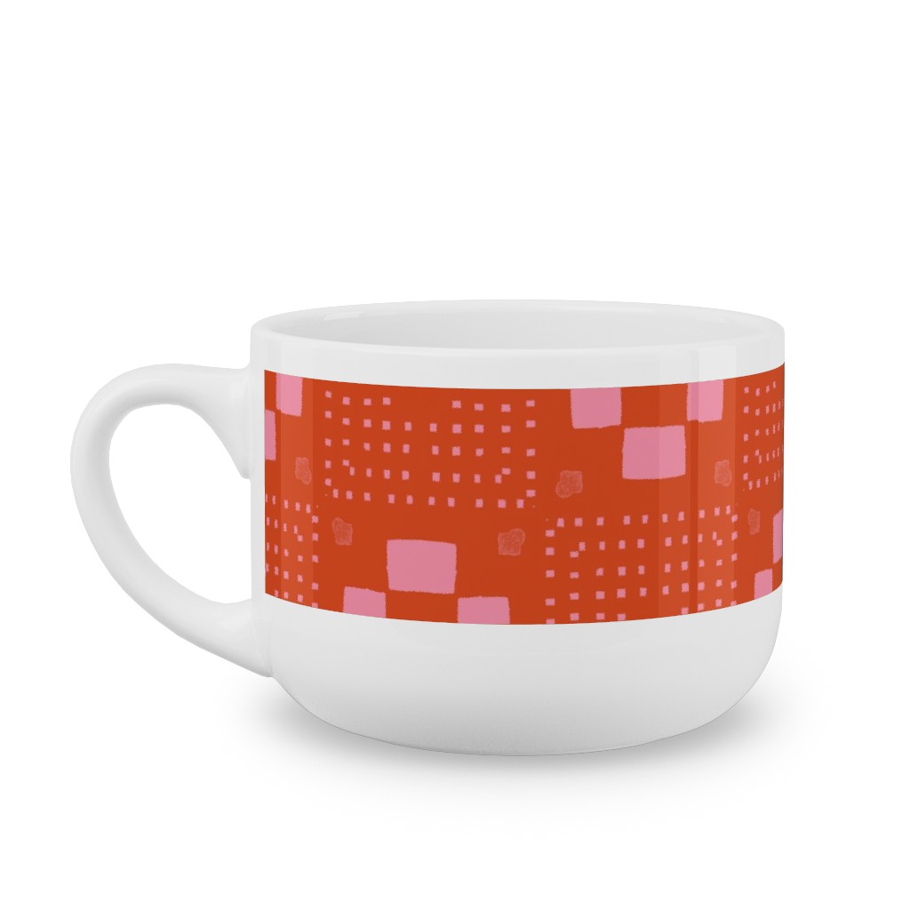 Phlox Garden - Red and Pink Latte Mug, White,  , 25oz, Red