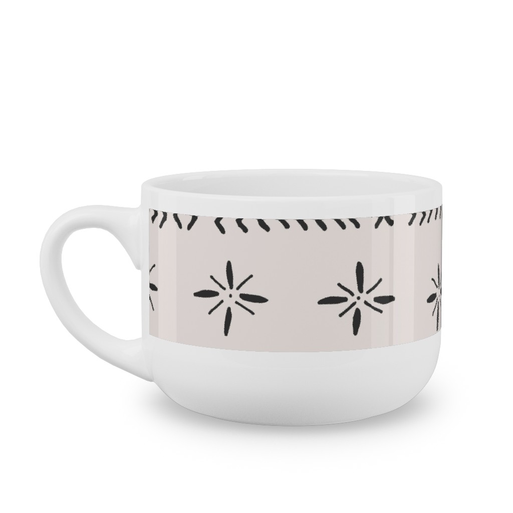 Boho Print Latte Mug, White,  , 25oz, Beige