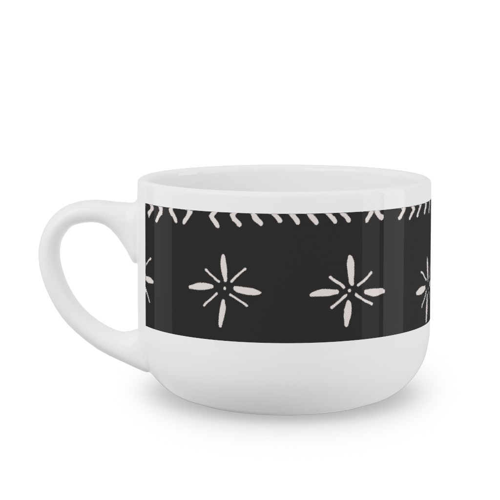 Boho Print Latte Mug, White,  , 25oz, Black