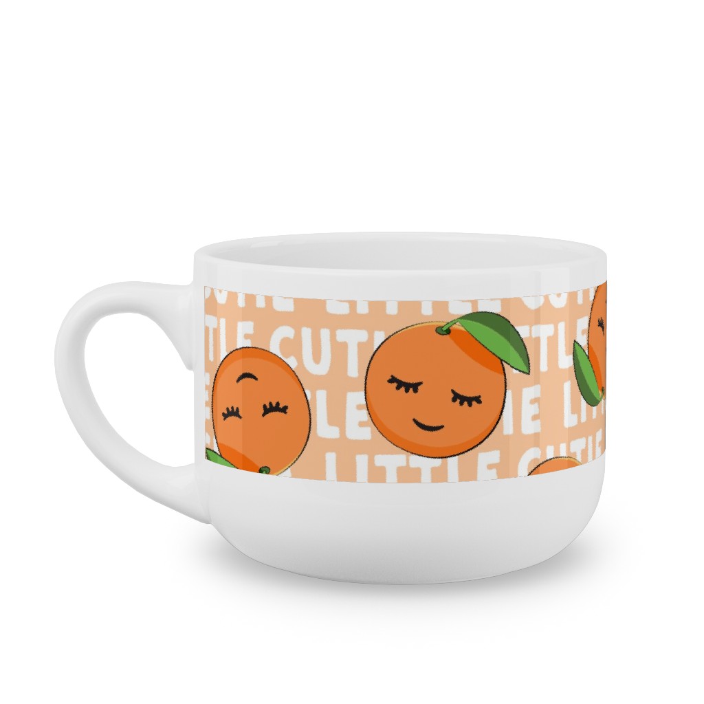 Little Cutie - Happy Oranges - Orange Latte Mug, White,  , 25oz, Orange