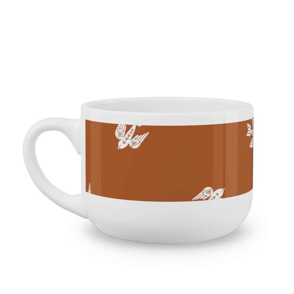 Bird Folk - Rust Latte Mug, White,  , 25oz, Orange