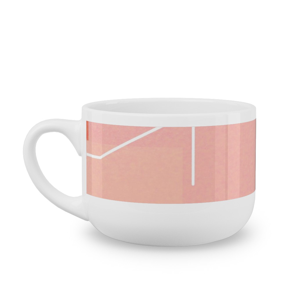 Midcentury Abstract Latte Mug, White,  , 25oz, Multicolor