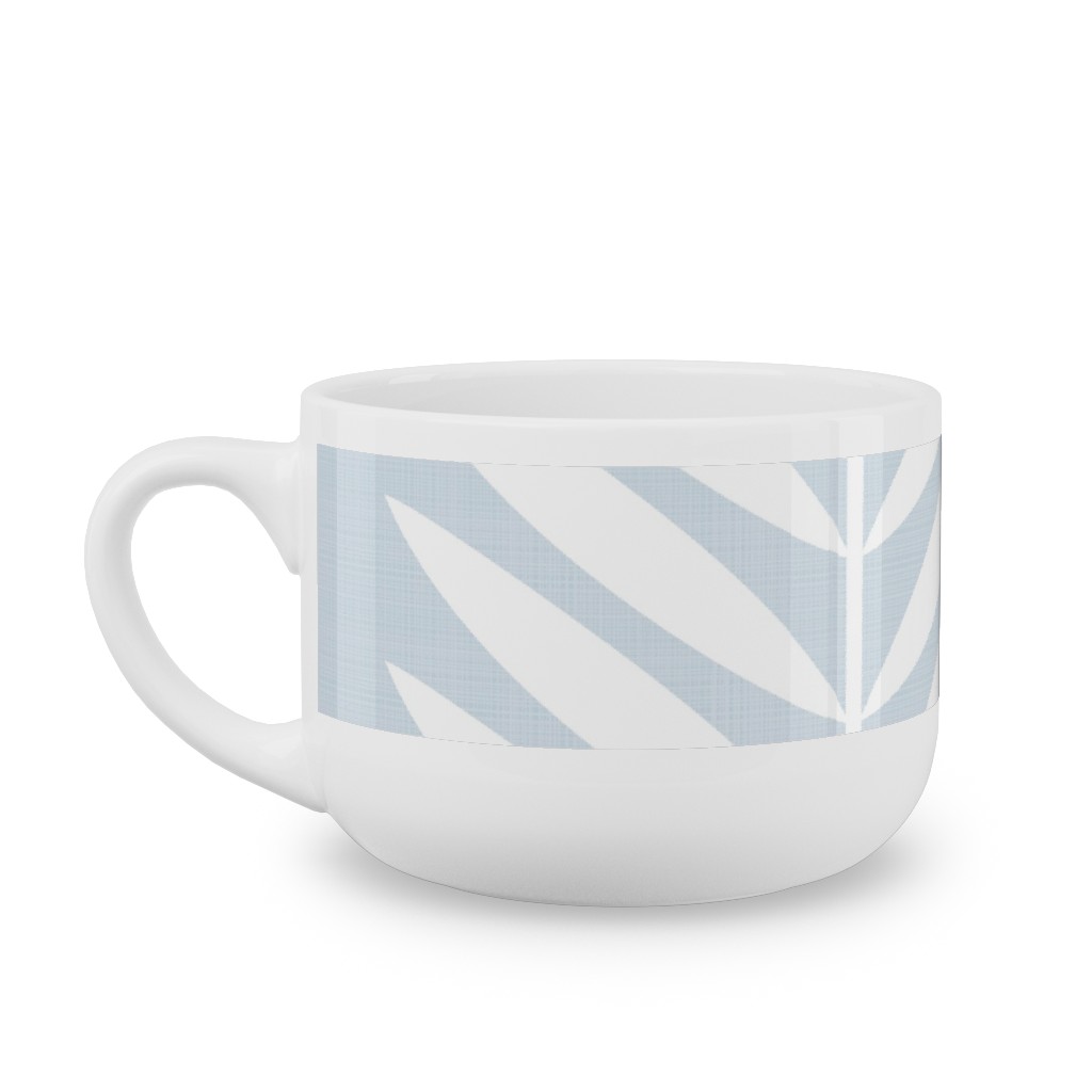 Laurel Leaf Stripe - Light Blue Latte Mug, White,  , 25oz, Blue