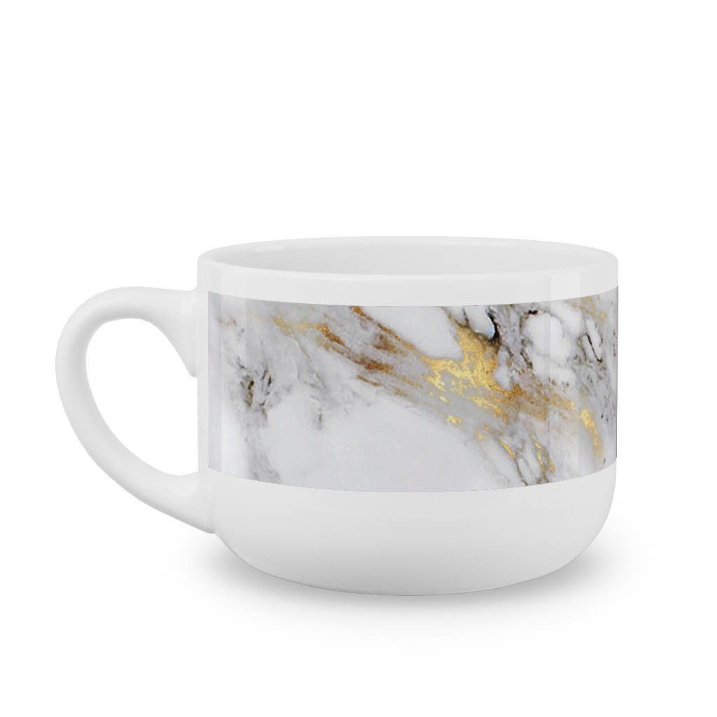 Gilded Marble - Gray Latte Mug, White,  , 25oz, Gray
