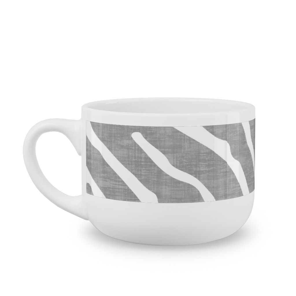 Zebra Texture - Gray Latte Mug, White,  , 25oz, Gray