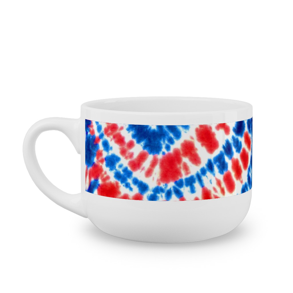 Tie Dye - Blue, Red and White Latte Mug, White, , 25oz, Multicolor