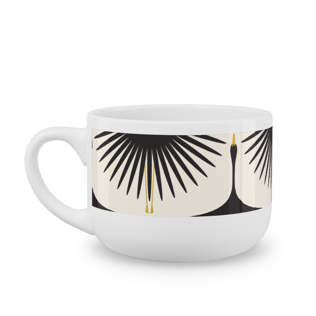 Art Deco Swans Latte Mug, White,  , 25oz, Beige