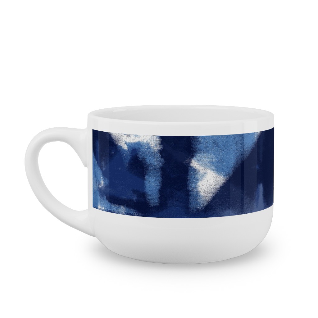 Shibori - Indigo Latte Mug, White,  , 25oz, Blue
