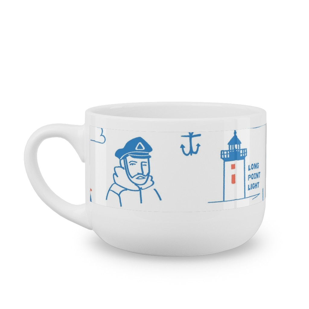 Cape Cod- Blue Latte Mug, White,  , 25oz, Blue