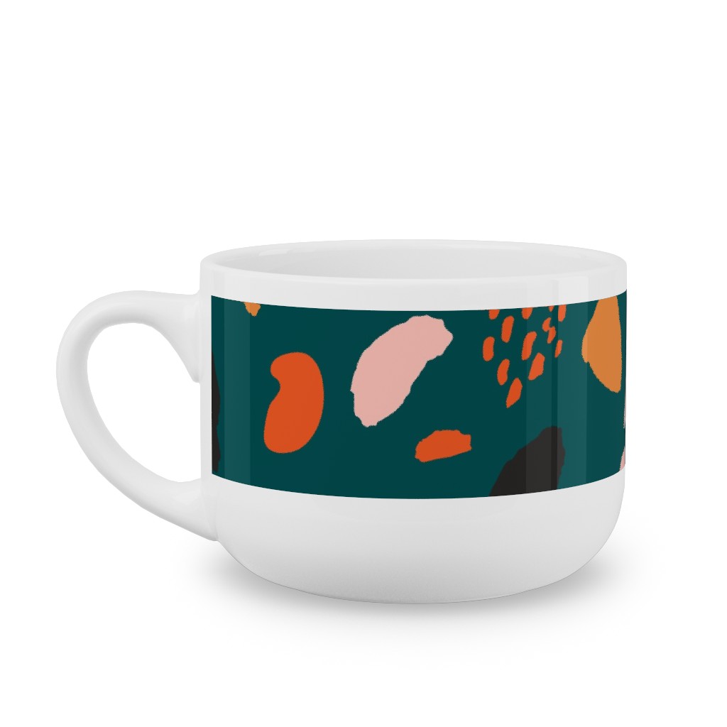 Splashes Pattern - Green Latte Mug, White,  , 25oz, Multicolor