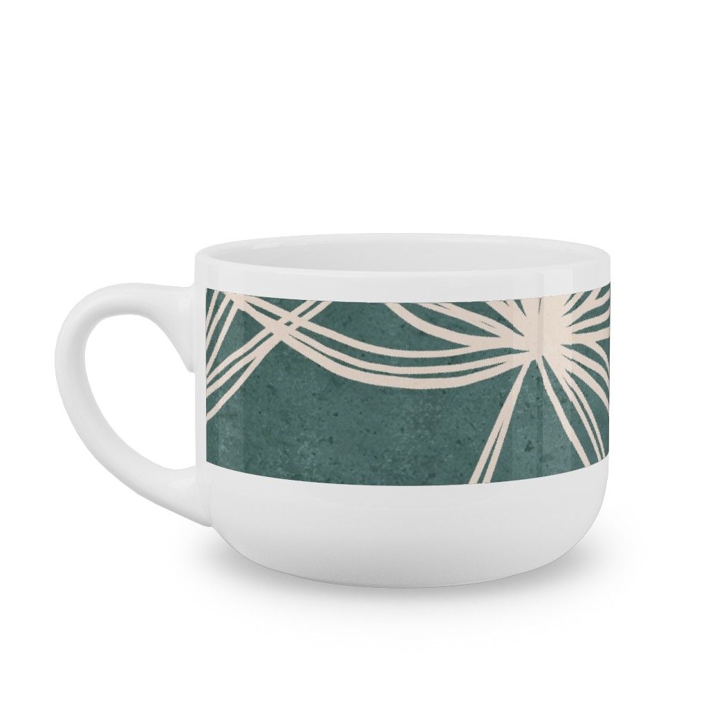 Palm Fronds Fan - Green Latte Mug, White,  , 25oz, Green