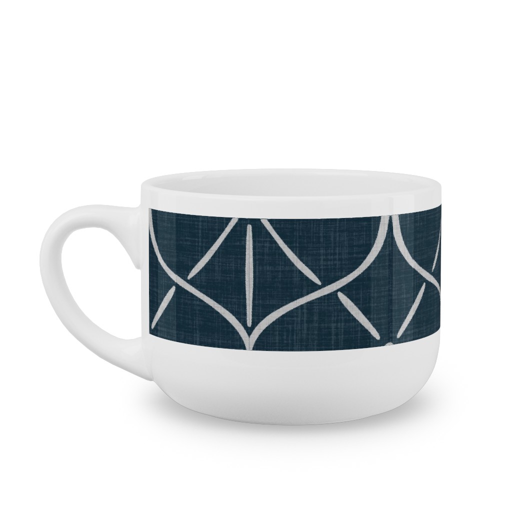 Ovalesque - Blue Latte Mug, White,  , 25oz, Blue