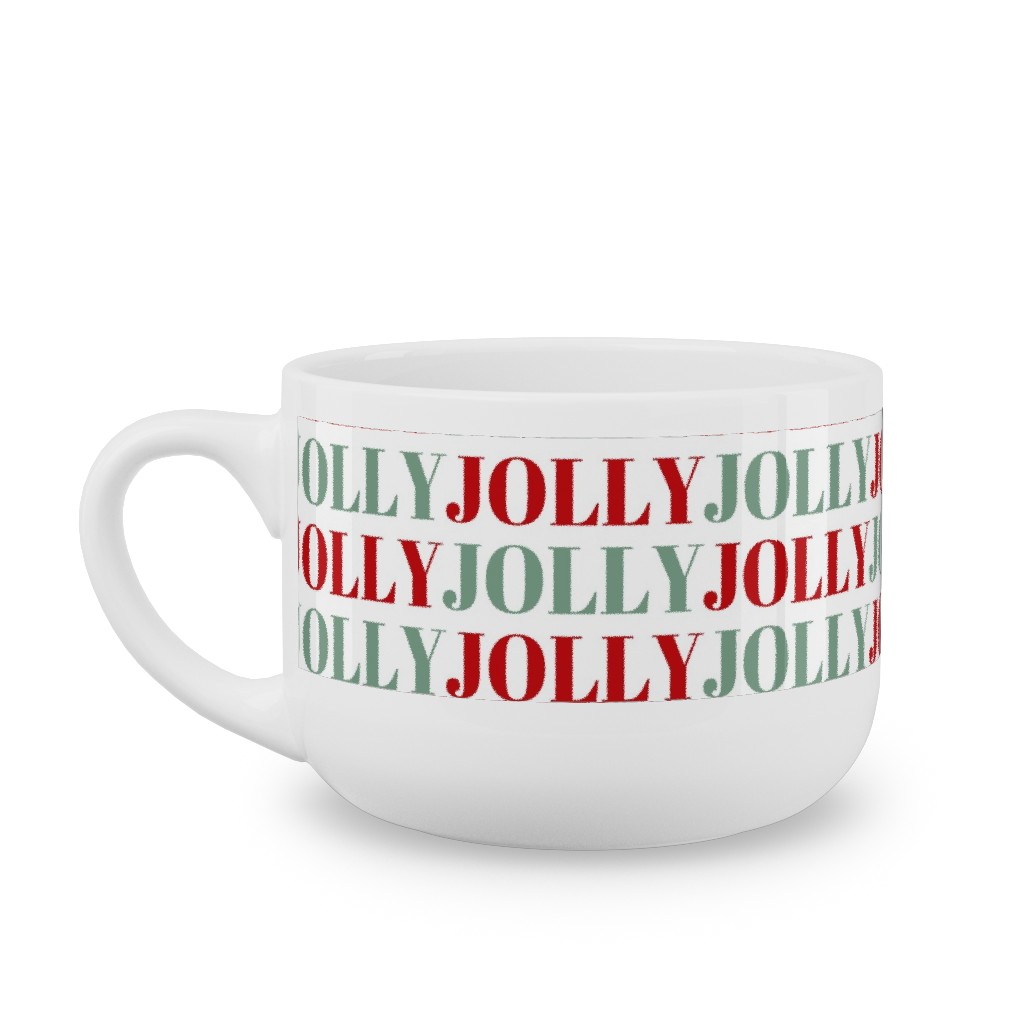 Jolly Print Repeat Latte Mug, White,  , 25oz, Red