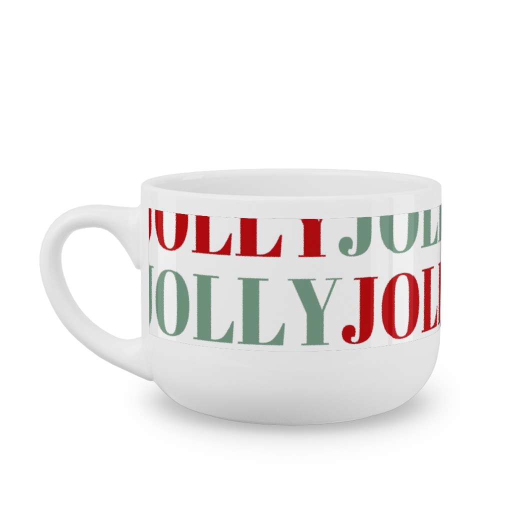 Jolly Print - Red and Green Latte Mug, White, , 25oz, Red, Red