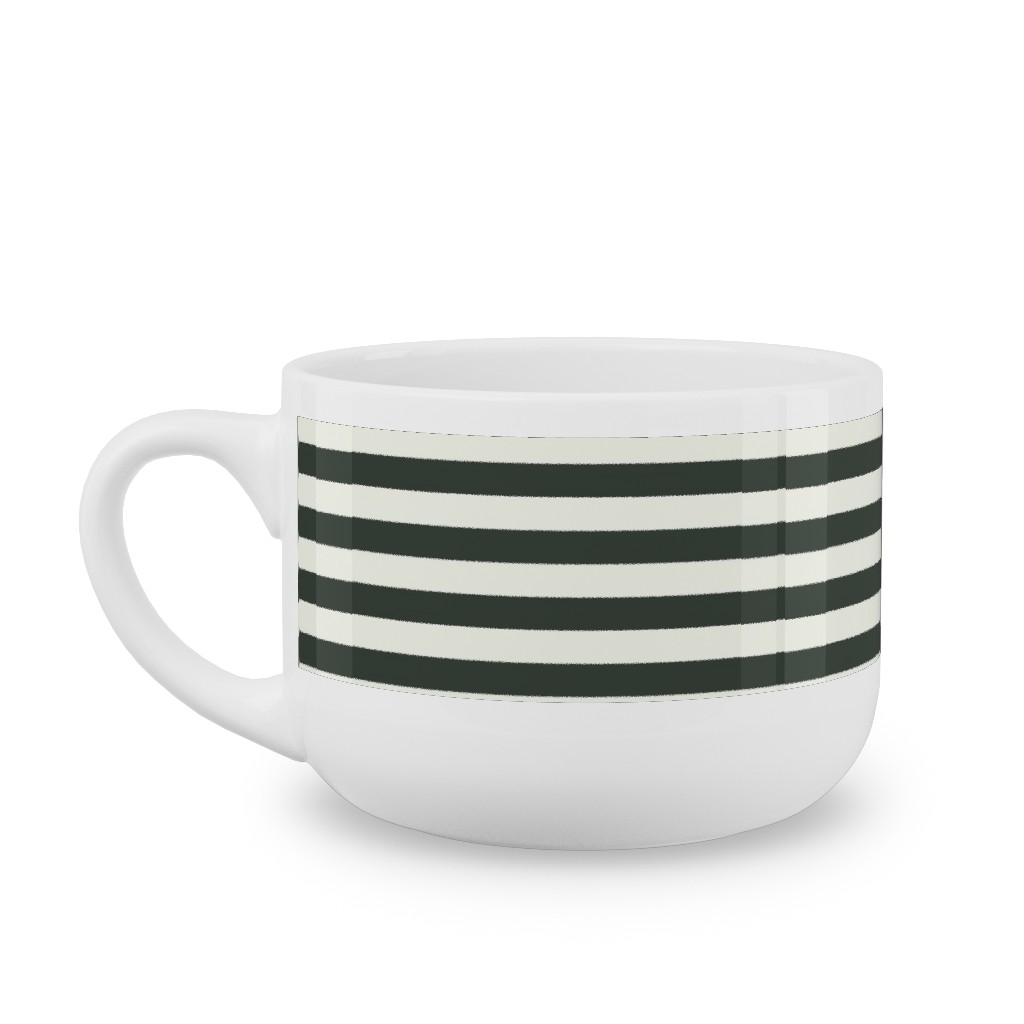 Stripe - Black and Cream Latte Mug, White,  , 25oz, Black
