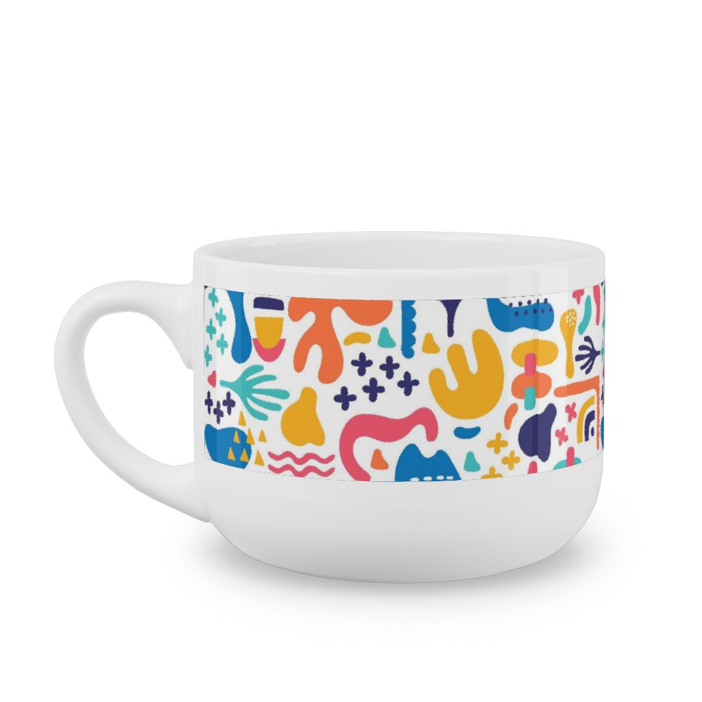 Organic Abstract Design - Multi Latte Mug, White,  , 25oz, Multicolor