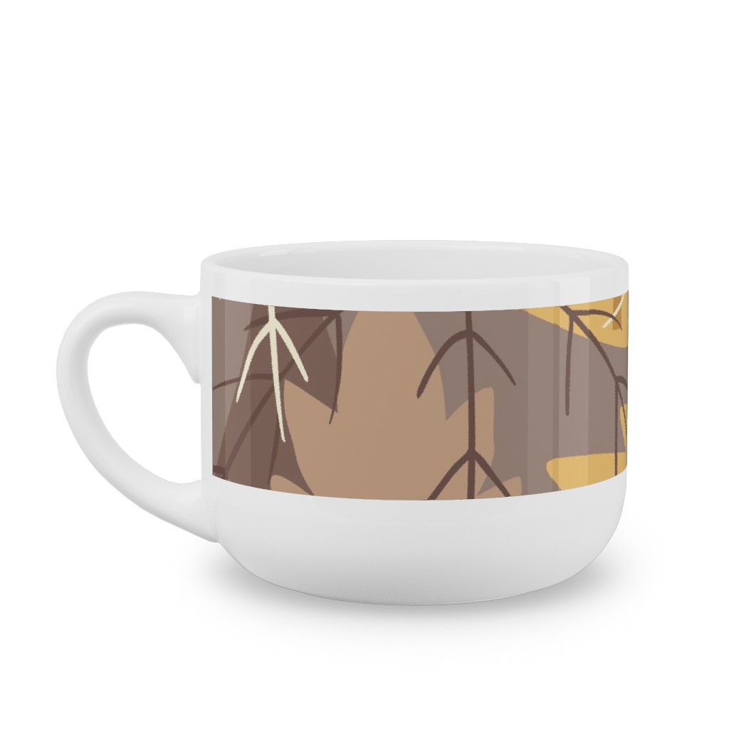 Leaf Pile Latte Mug, White, , 25oz, Brown, Brown
