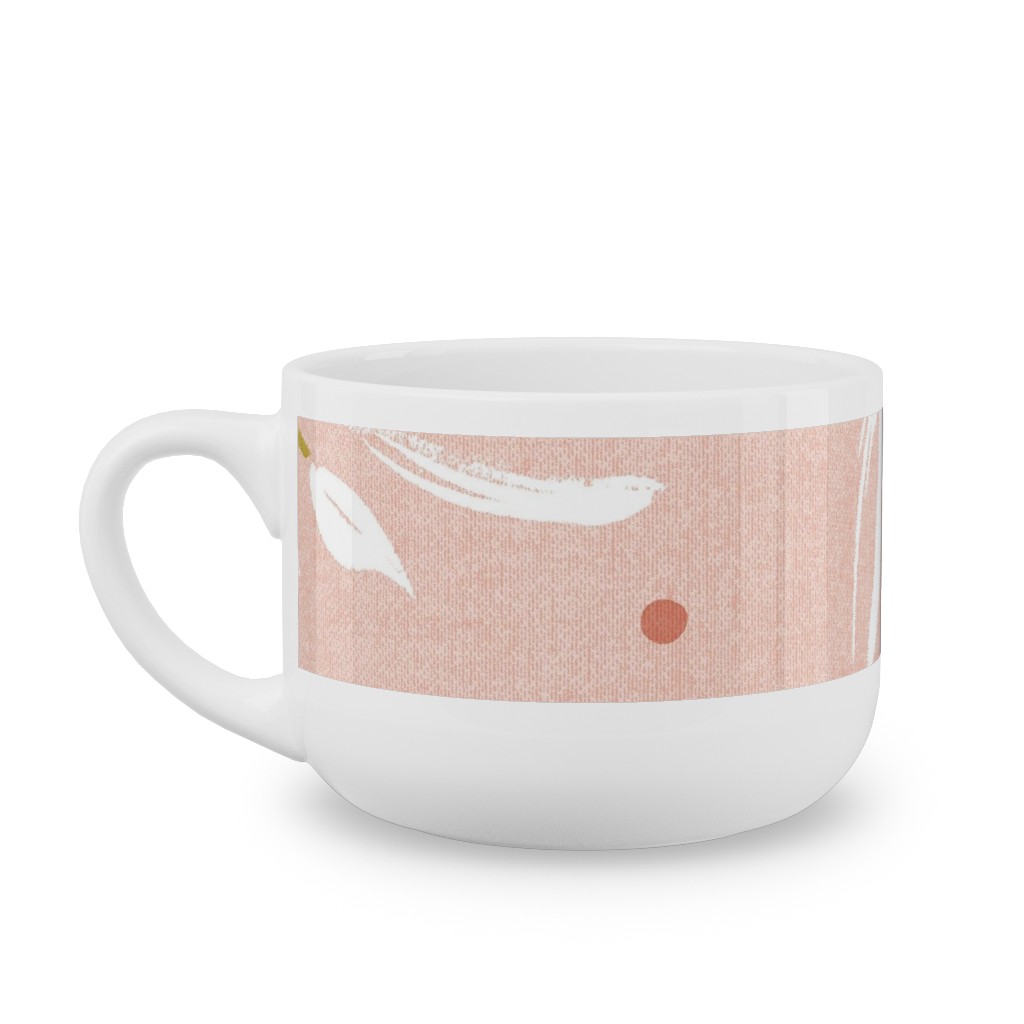 Zen - Gilded Leaves - Blush Pink Large Latte Mug, White,  , 25oz, Pink