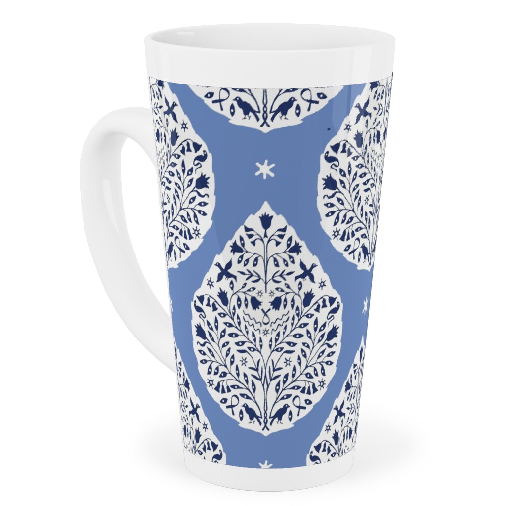 Conway Paisley - Cobalt and Navy Tall Latte Mug, 17oz, Blue