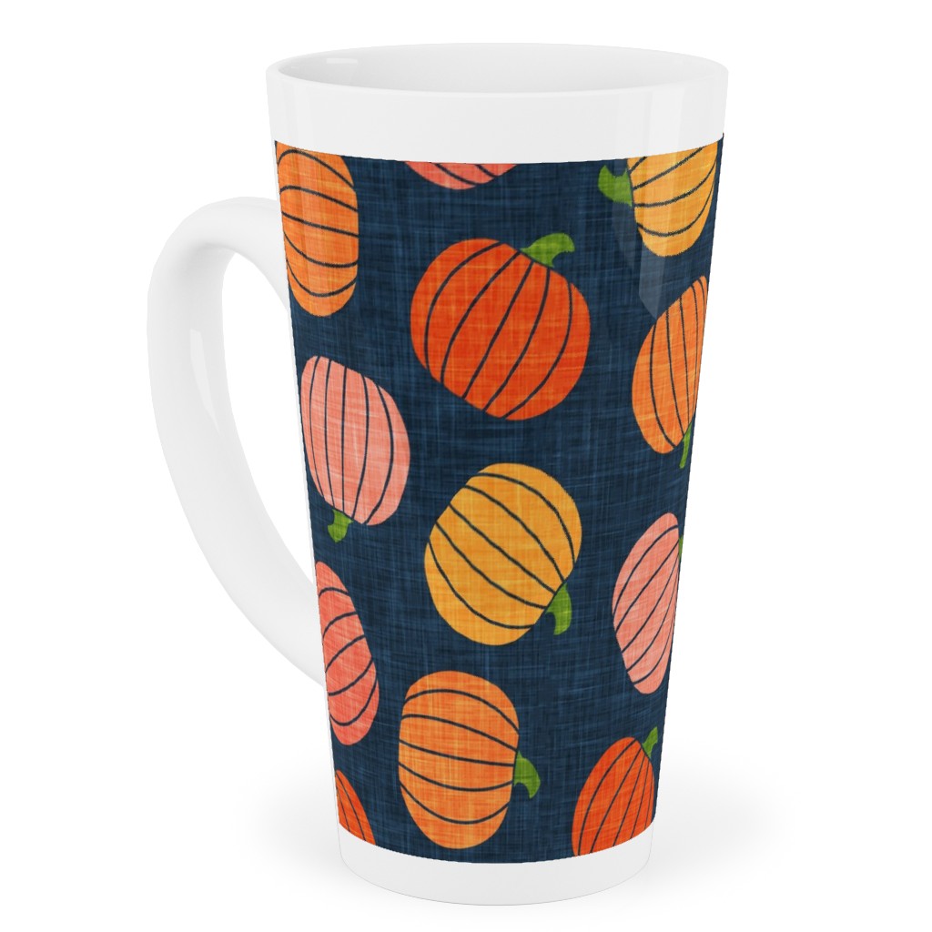 Pumpkin Toss - Orange on Blue Tall Latte Mug, 17oz, Orange