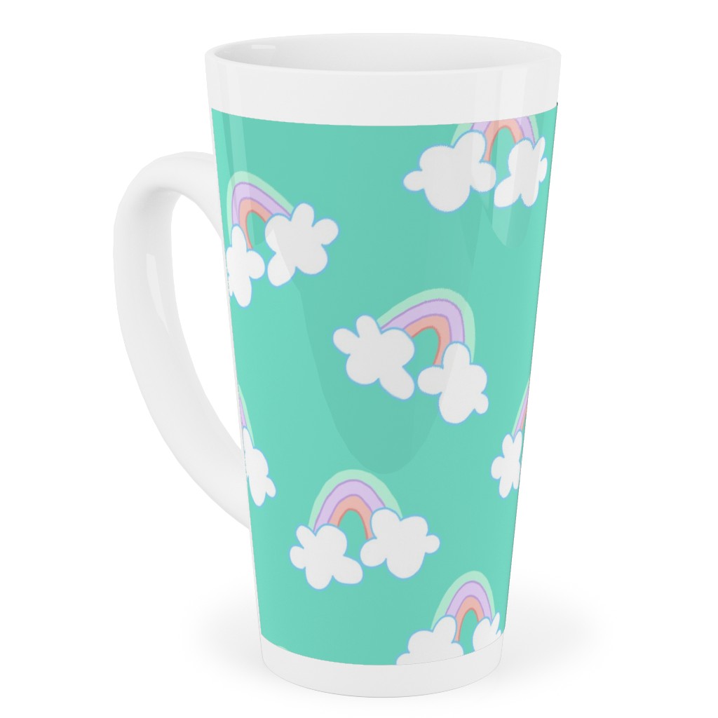 Nicola Unicorn Rainbows Tall Latte Mug, 17oz, Green