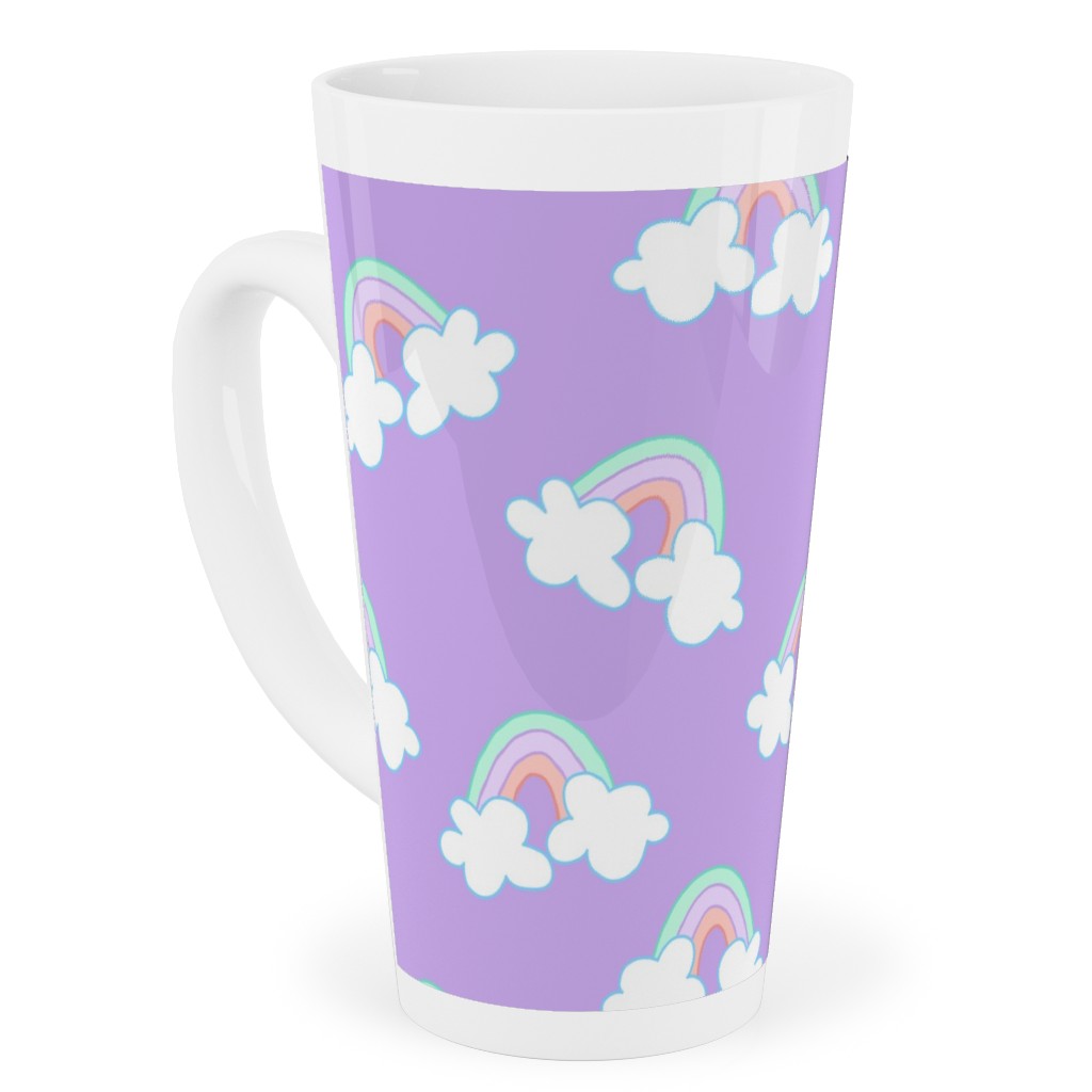 Nicola Unicorn Rainbows Tall Latte Mug, 17oz, Purple