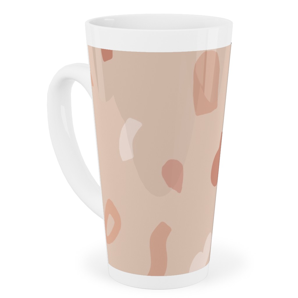 Organic Cut Shapes - Pink Clay Tall Latte Mug, 17oz, Pink, Bright Pink