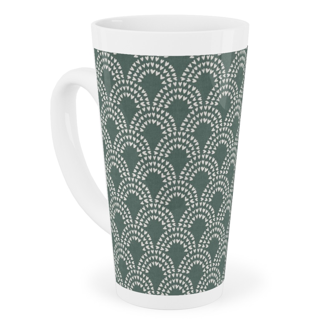 Scalloped Heart Rainbows - Pine Green Tall Latte Mug, 17oz, Green